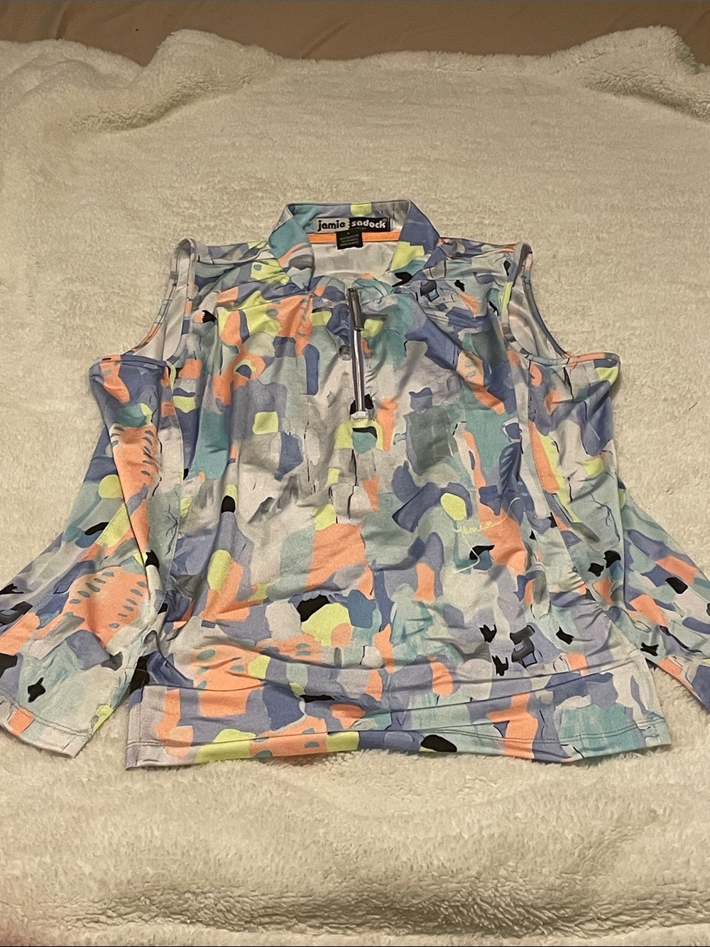 Jamie Sadock Pastel Abstract Print Sleeveless Golf Top - Multi - Picture 5 of 8